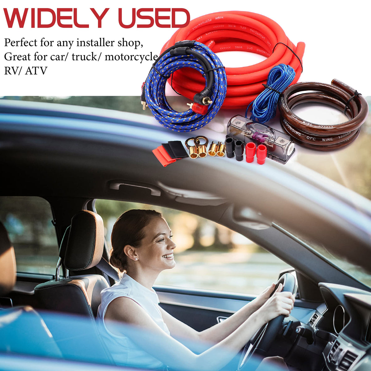 0 Gauge 3000 Watt Amp Wiring Kit with Power RCA Speaker Wire B31071