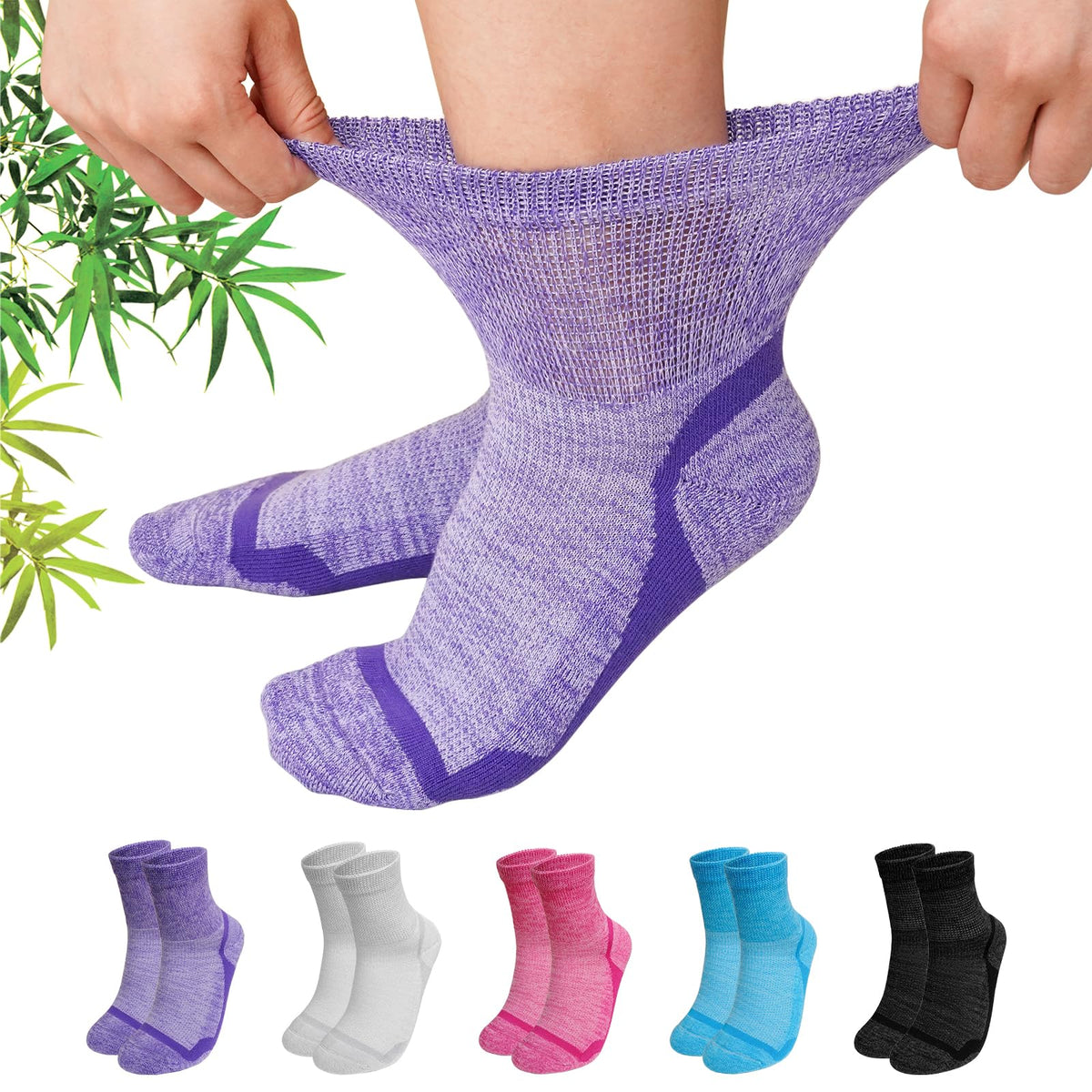Bamboo Viscose Non-Binding Ankle Socks 5 Pairs Z477