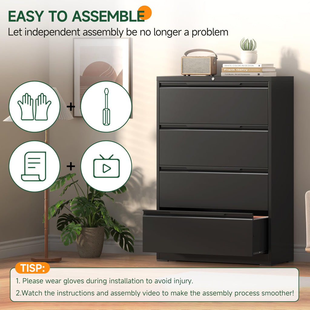 4 Drawer Metal File Cabinet with Lock A15313