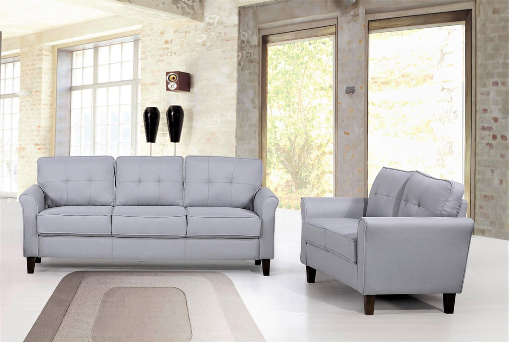Light Gray Tufted Upholstered Loveseat Sofa L23323