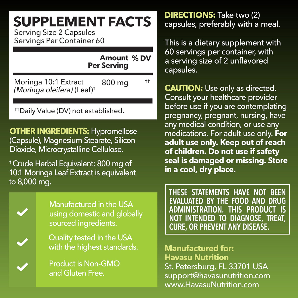 Moringa Capsules 800mg 120 Count I669