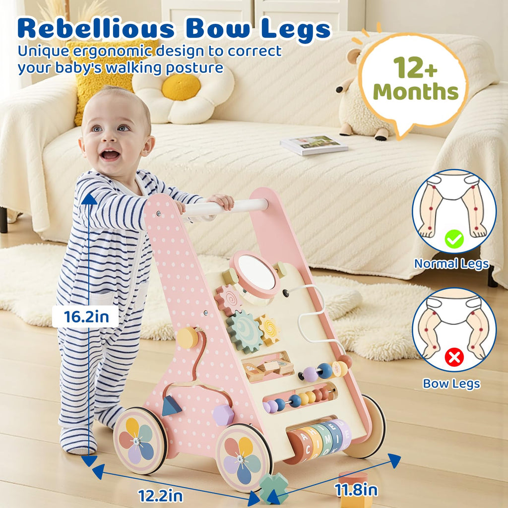 Pink Wooden Baby Walker X436461