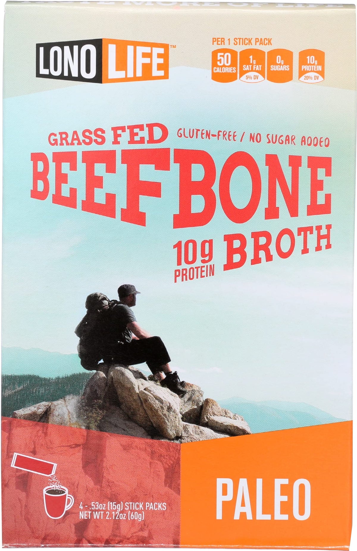 Grass Fed Beef Bone Broth Sticks 4 Count 2.12 Ounce Pack of 6 X922338