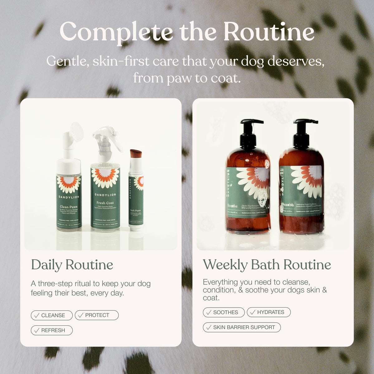No-Rinse Dog Paw Cleaner + Paw Lotion with Brush + Waterless Dog Shampoo Spray D27140