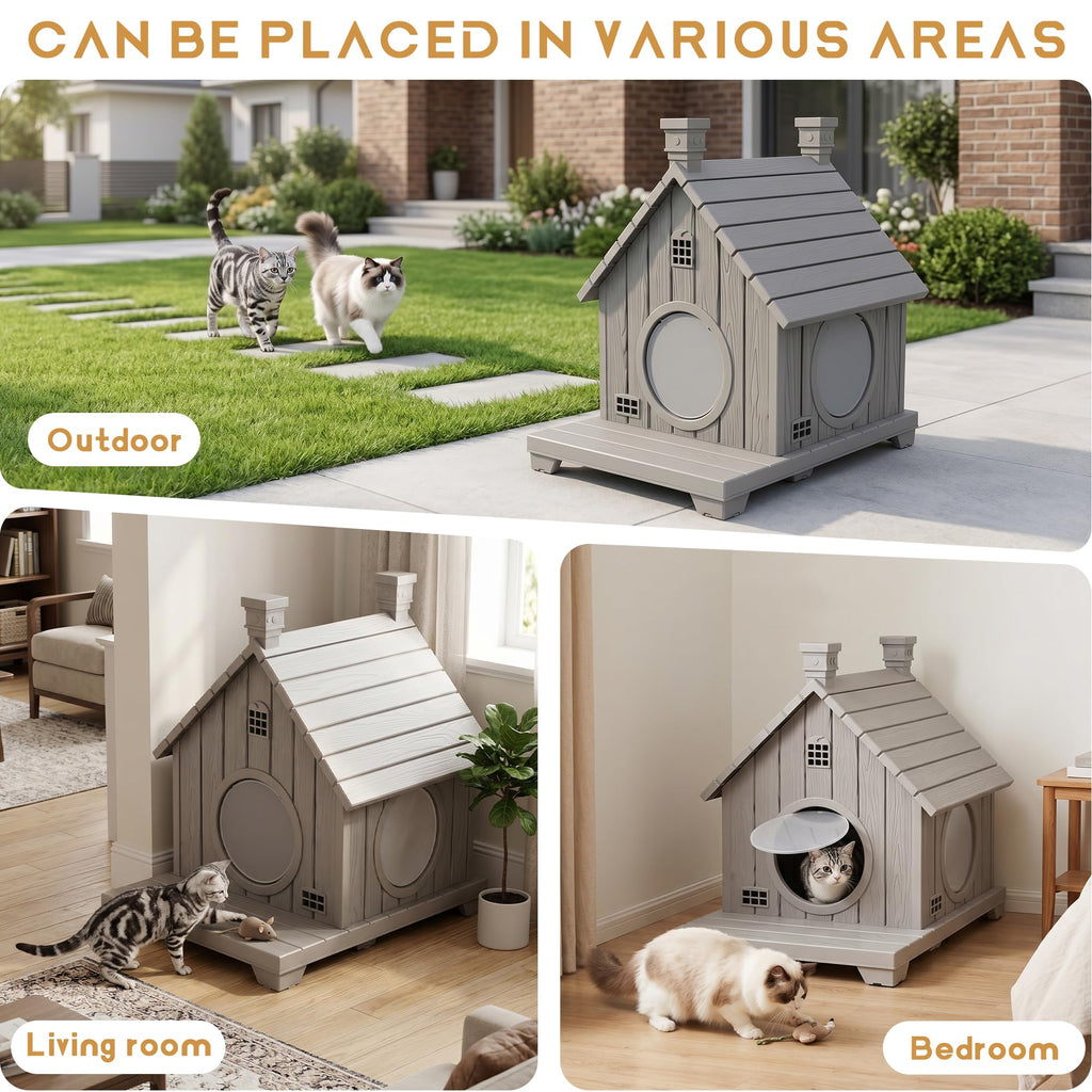 Weatherproof 1-Story Resin Cat House D3276