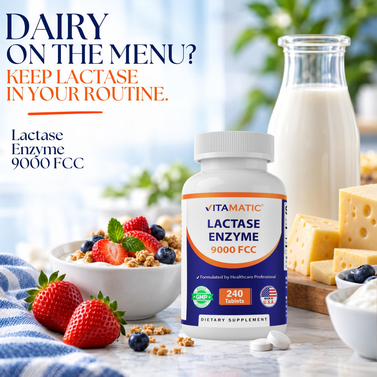Lactase Enzyme 9000 FCC 240 Tablets T73384