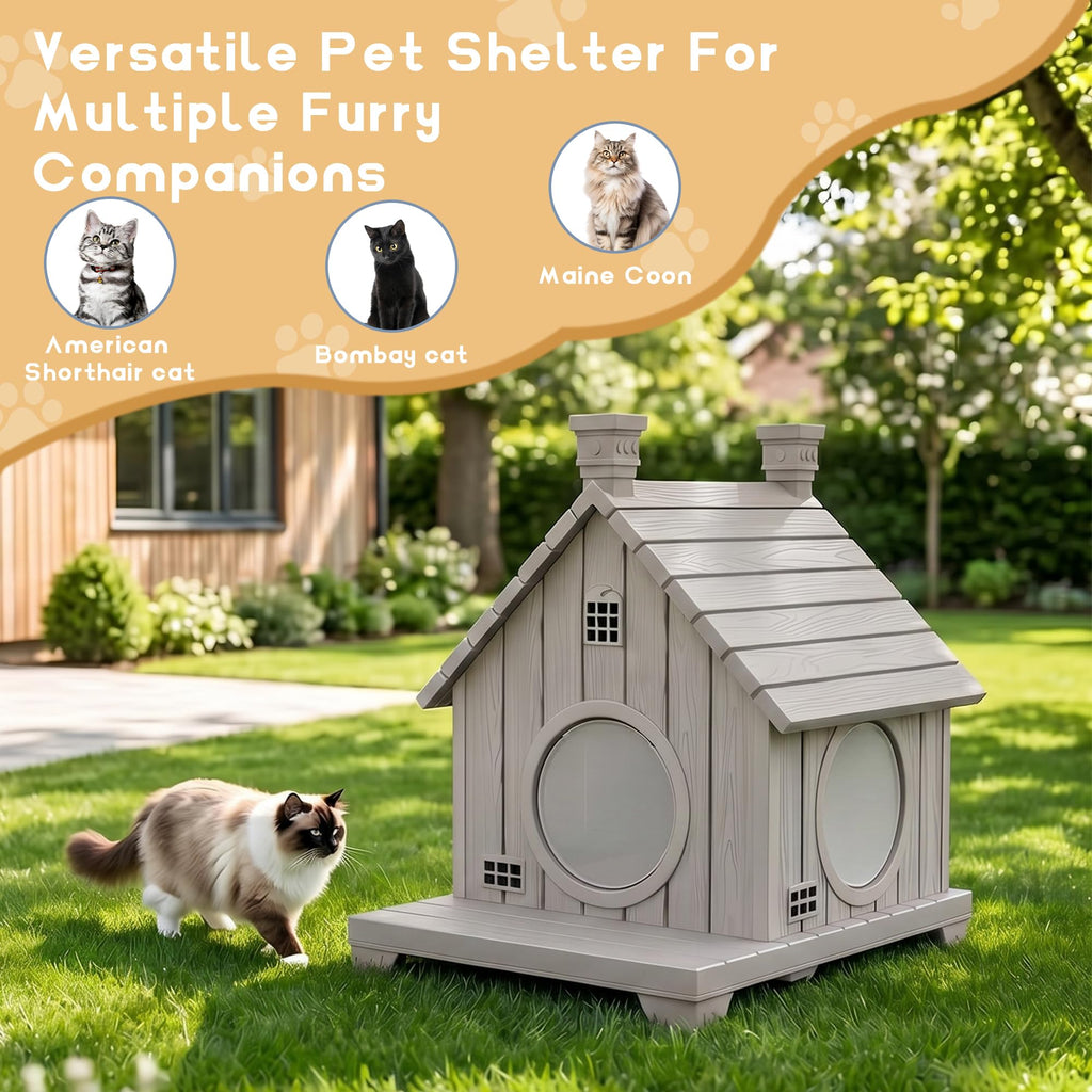 Weatherproof 1-Story Resin Cat House D3276