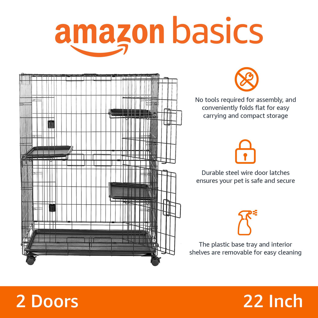 Large 3-Tier Cat Cage Playpen with Removable Tray, Black P148