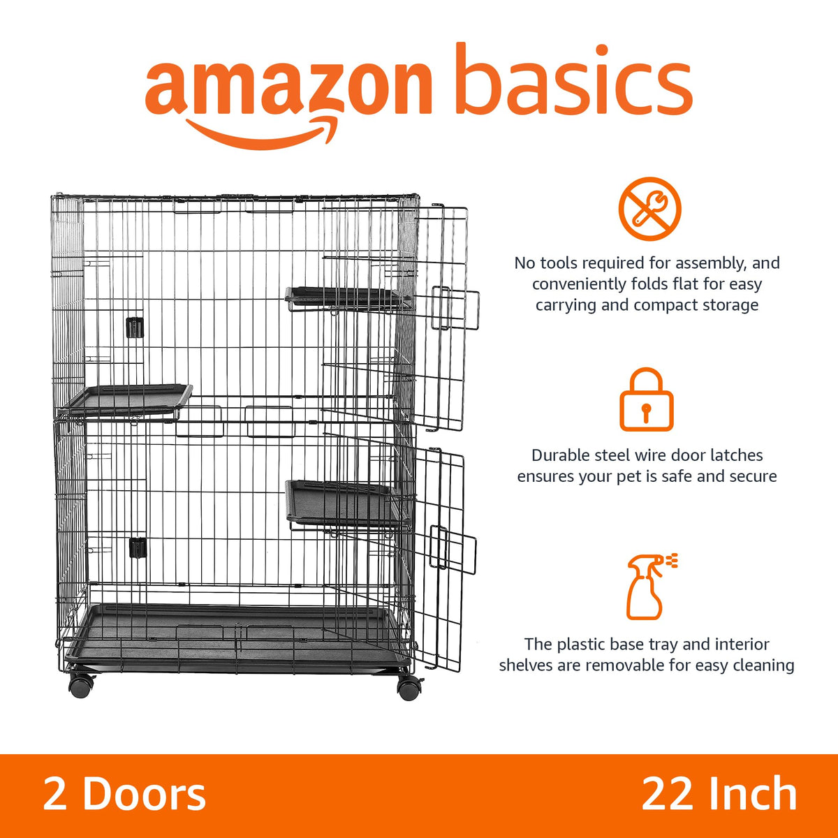 Large 3-Tier Cat Cage Playpen with Removable Tray, Black P148