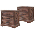 22" Brown Nightstands Set of 2 with 3 Drawers Q1577