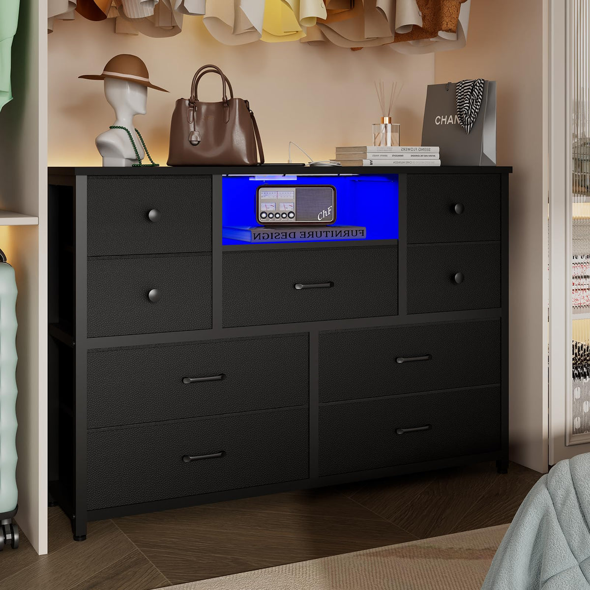 Black 9 Drawer Dresser A17658