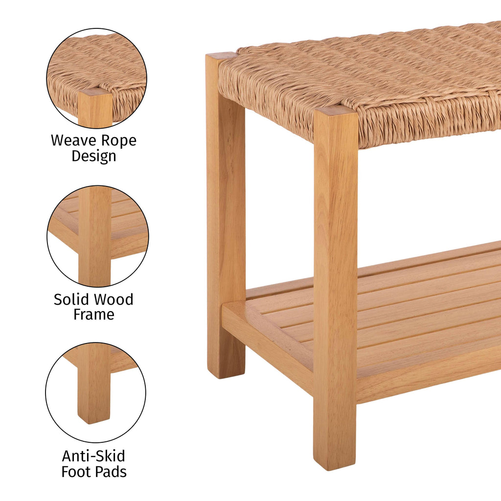 Solid Wood Entryway Bench with Shoe Storage U903620