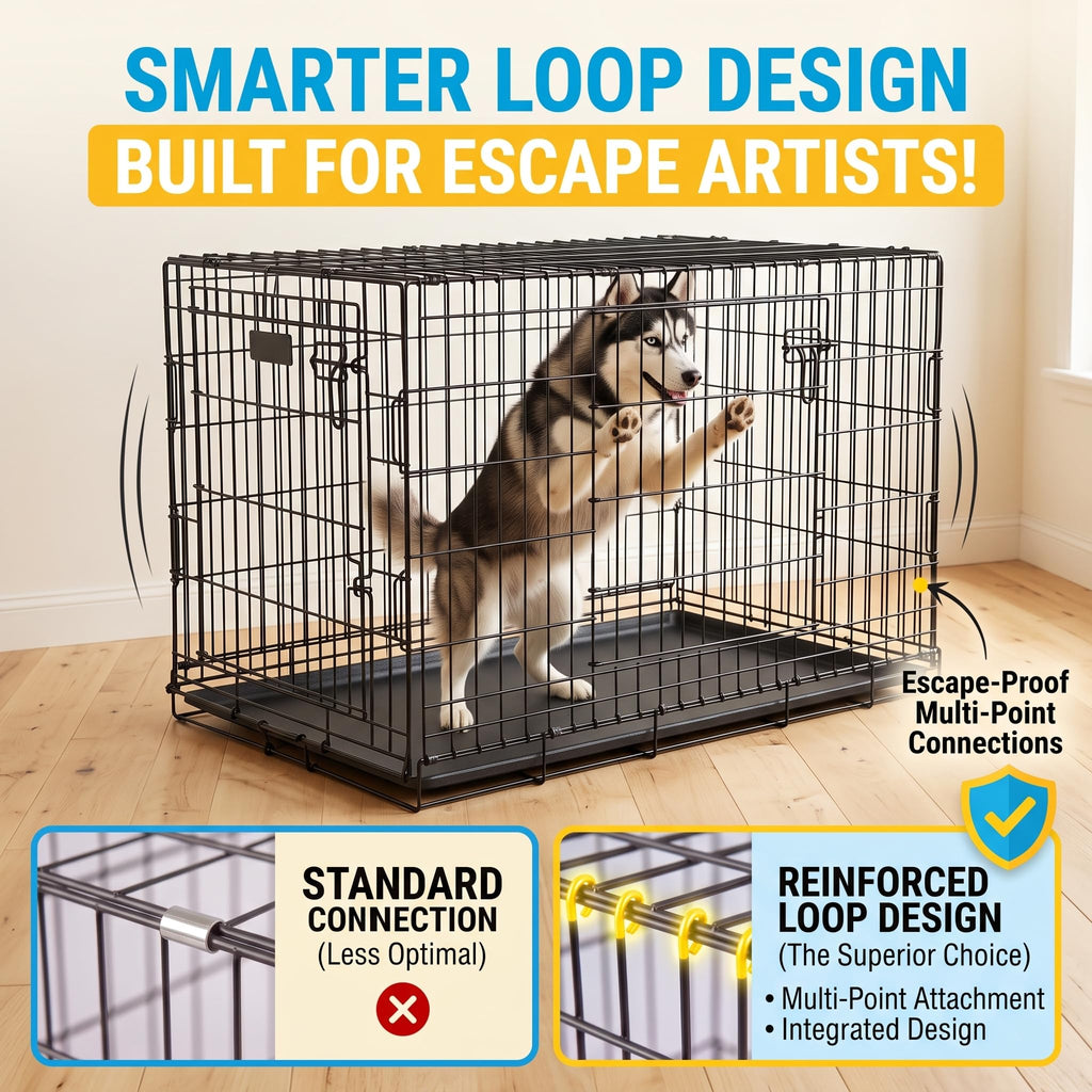48inch 2-Door Foldable Metal Wire Dog Crate P943383