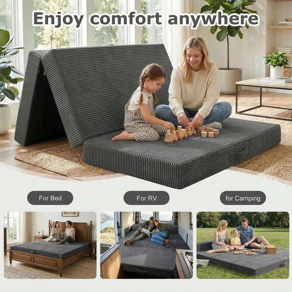 6 inch Tri-Folding Full Size Grey Mattress R351