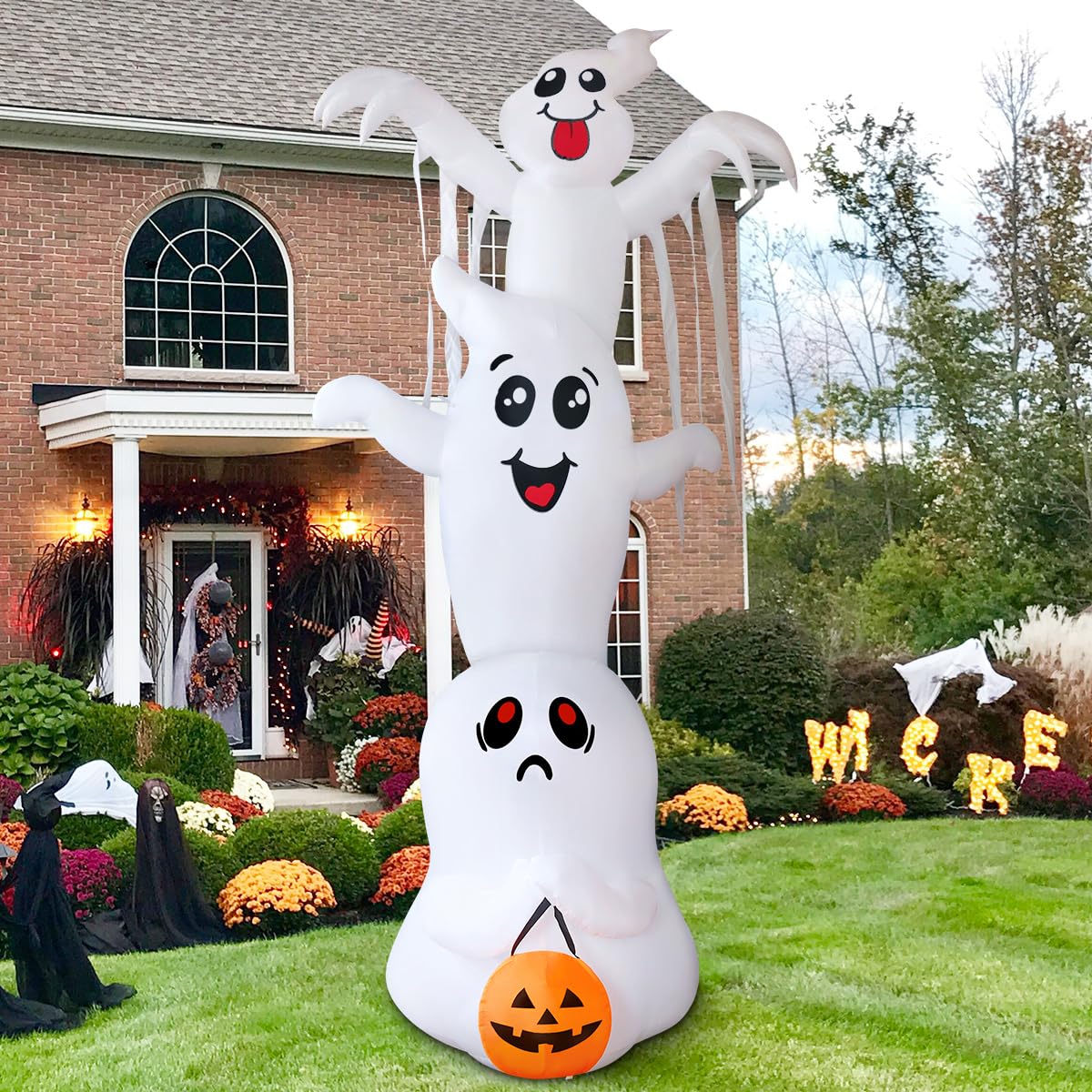 9.8 FT Halloween Inflatable Ghost Outdoor Decoration with Built-in LEDs U200281