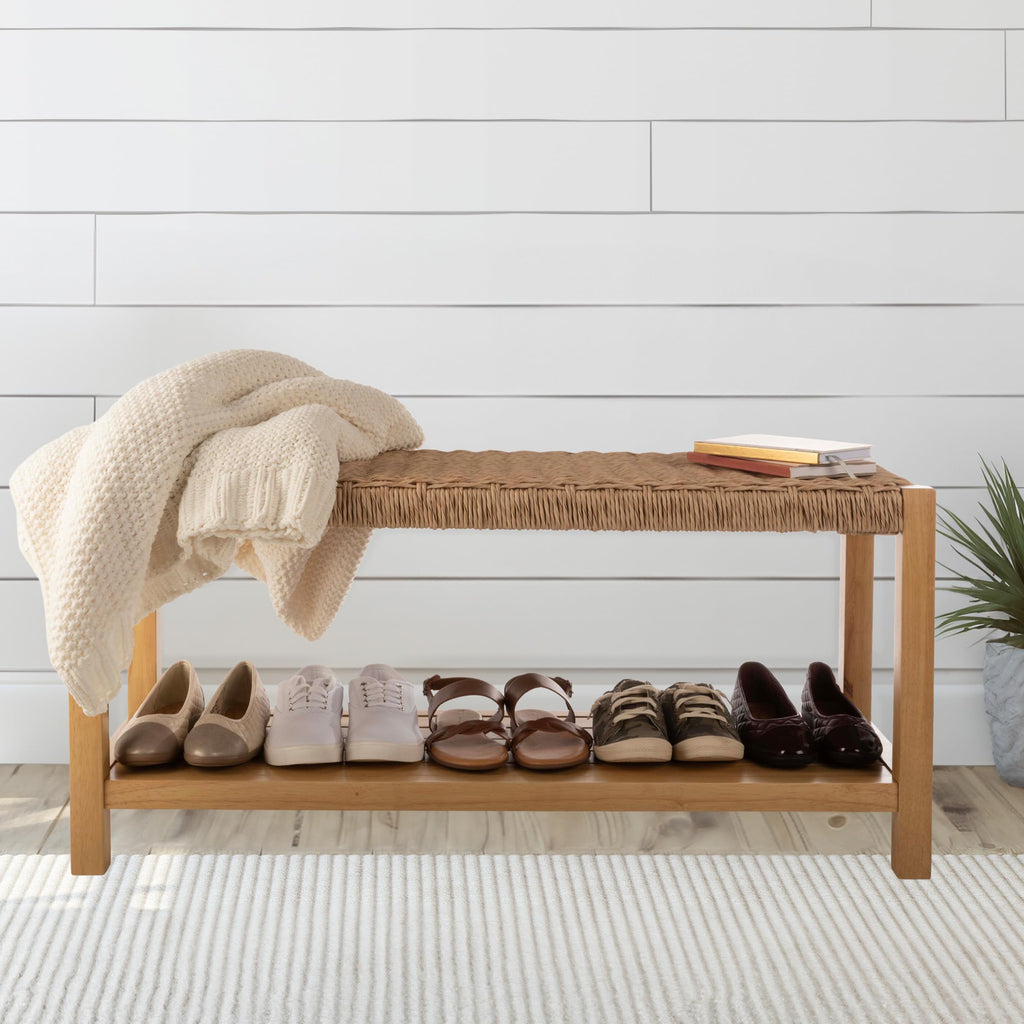 Solid Wood Entryway Bench with Shoe Storage U903620