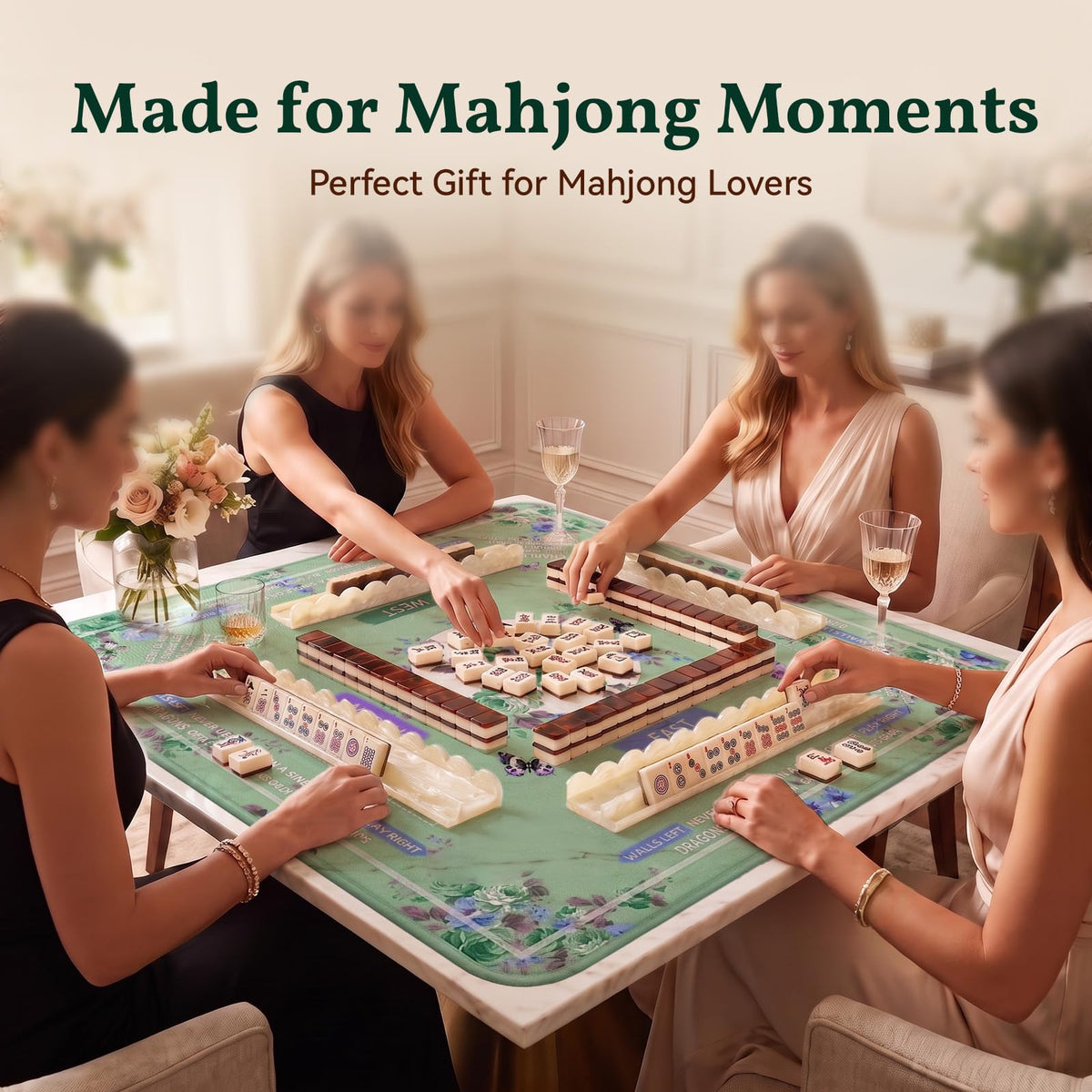 20 Inch Acrylic Mahjong Racks with Magnetic Pushers Set of 4 Y3895