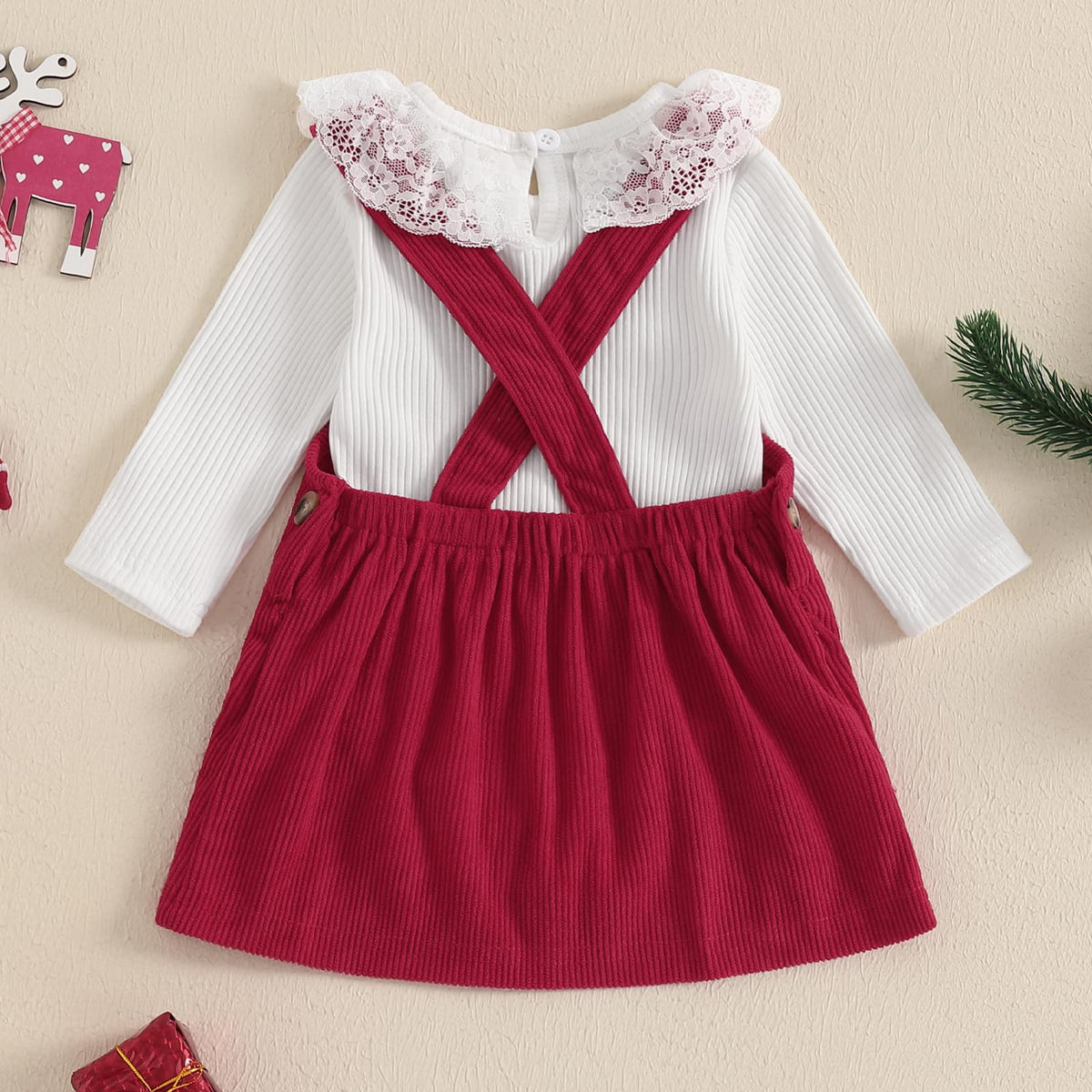 Baby Girl Lace Romper and Corduroy Skirt Outfit O6784