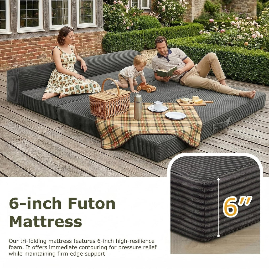6 inch Tri-Folding Full Size Grey Mattress R351
