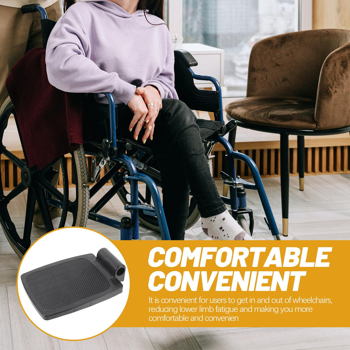 Heavy Duty Wheelchair Footplates Plastic Footrest Pair G93473