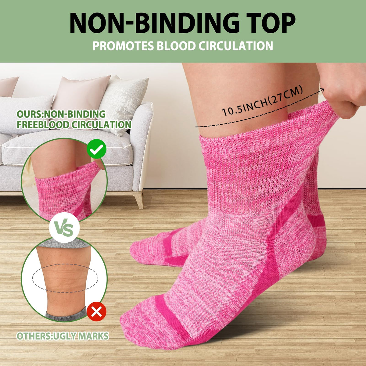 Bamboo Viscose Non-Binding Ankle Socks 5 Pairs Z477