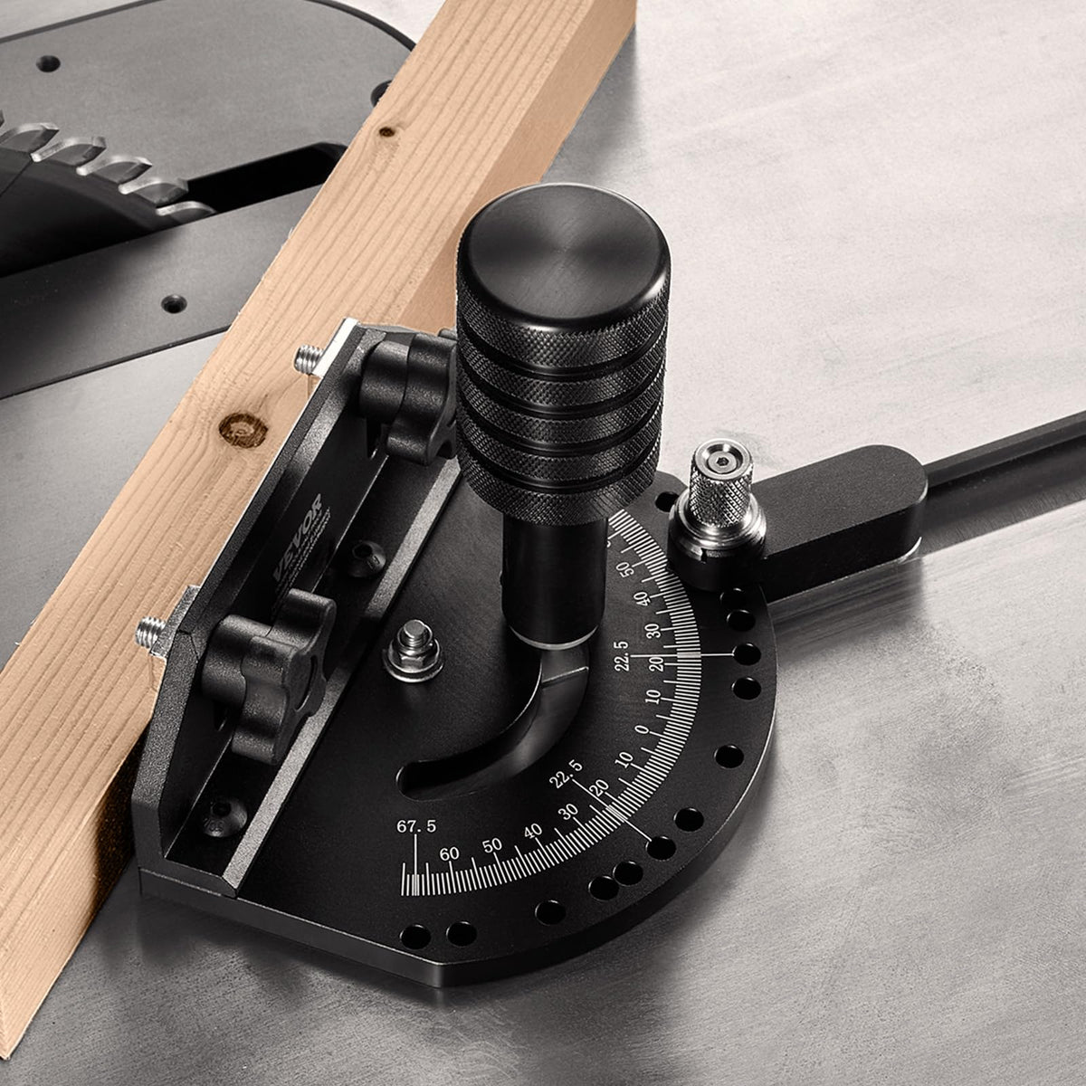 Precision Miter Gauge, 3/4'' x 3/8'', Aluminum Alloy Table Saw Miter Gauge with 15 Angle Stops J865