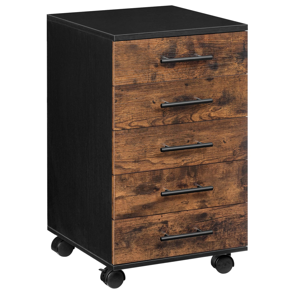 5 Drawer Wooden Mobile File Cabinet with Wheels T5910