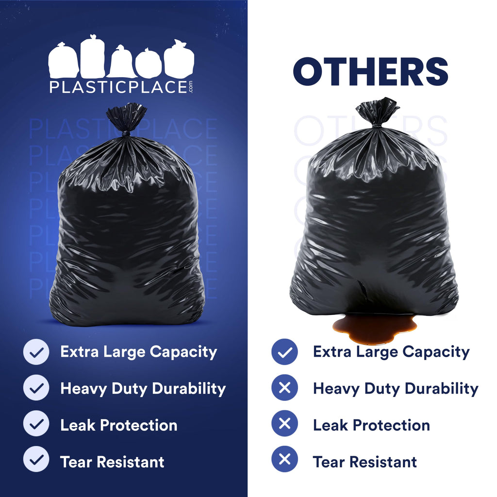 65 Gallon Black Heavy Duty Trash Bags 25 Count N251