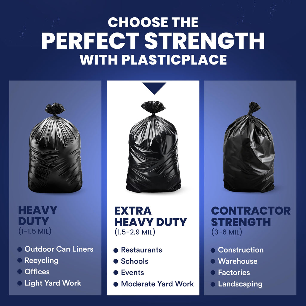 65 Gallon Black Heavy Duty Trash Bags 25 Count N251