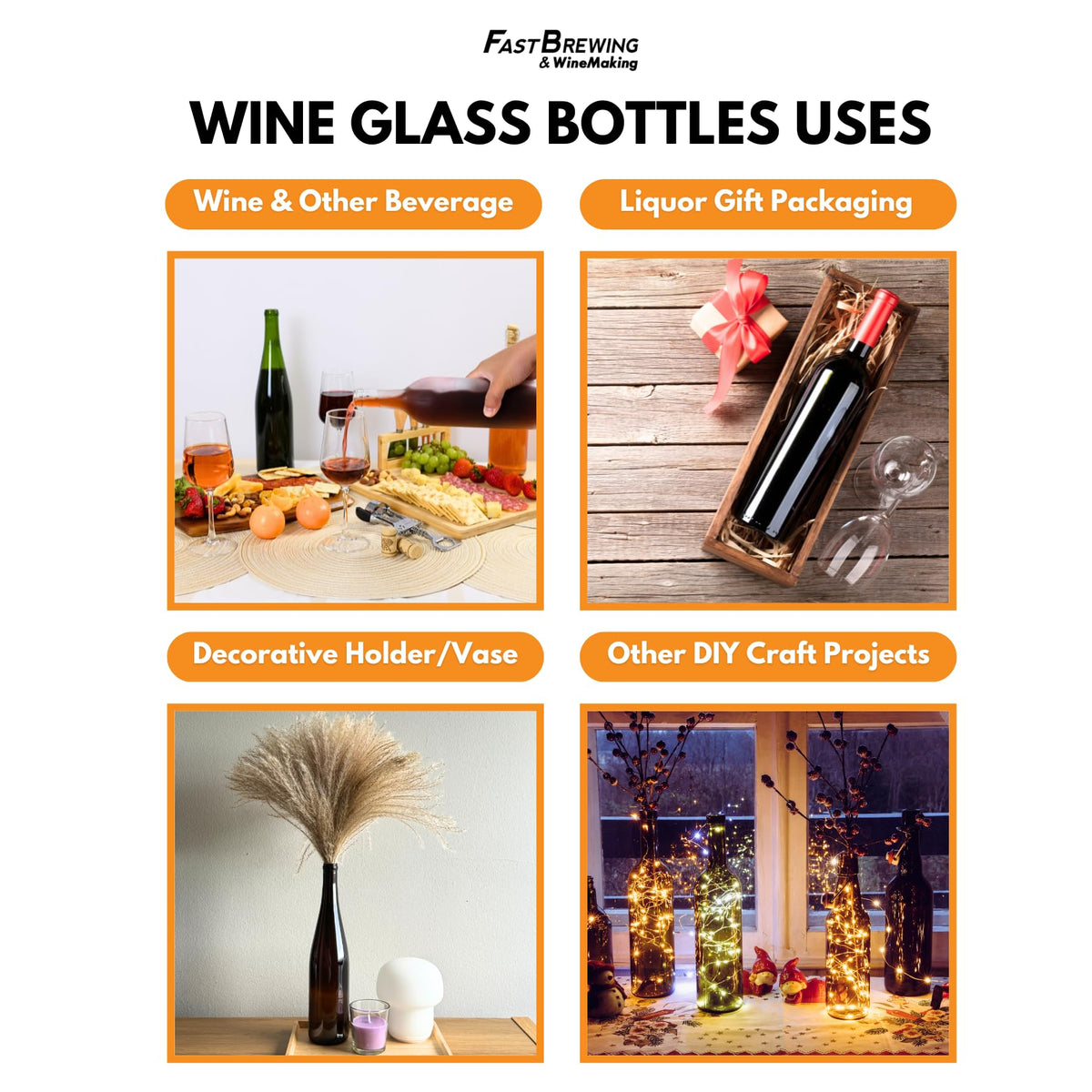 750ml Clear Glass Bottles with Lids, 48-Pack B615138