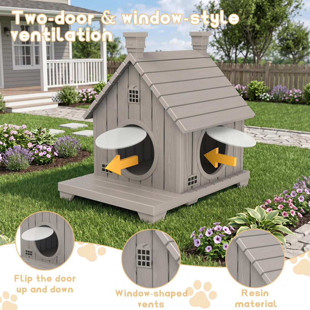 Weatherproof 1-Story Resin Cat House D3276