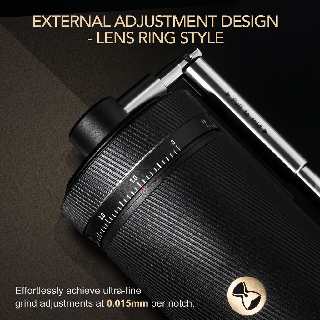 Manual Coffee Grinder with Stainless Steel Burr, Black Y9211