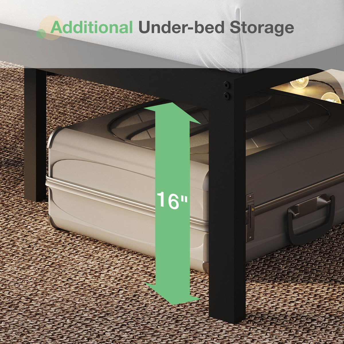 18 Inch Queen Size Metal Platform Bed Frame with Headboard N115