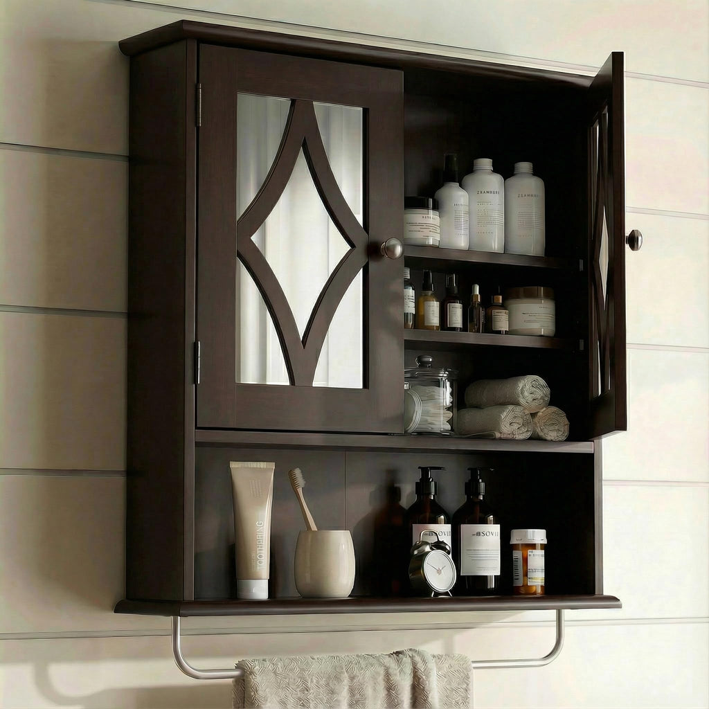 Wall Mounted Bathroom Medicine Cabinet with Towel Rack 22x25 inch P132668