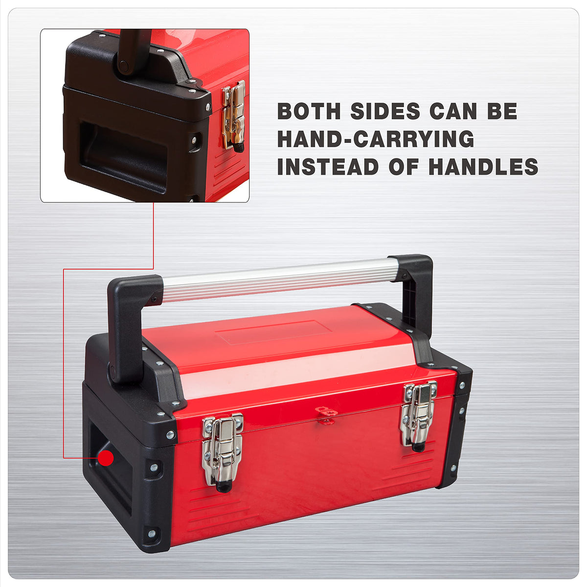16" Inch Steel Metal Tool Box with Removable Tray V43897