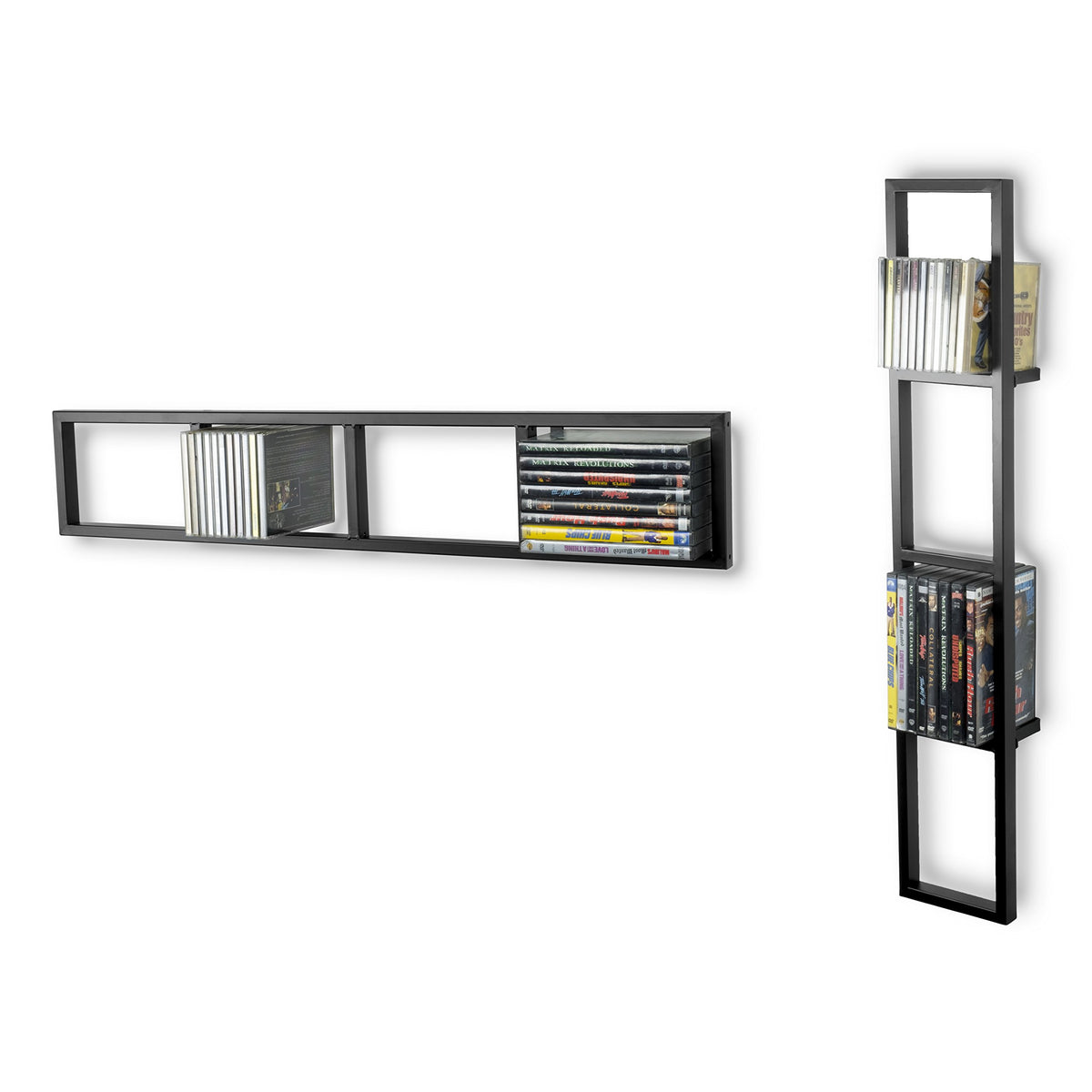 34 Inch Media Storage Rack Organizer Metal Floating Shelf Set of 2 Black P97000