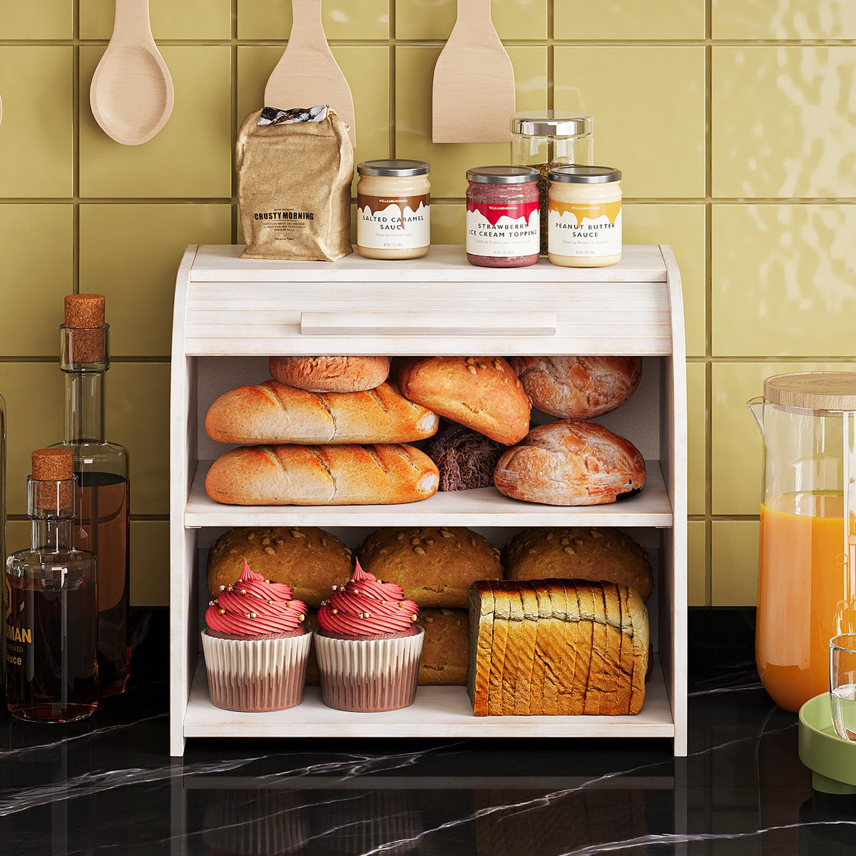 Bamboo Roll Top Bread Box U53617
