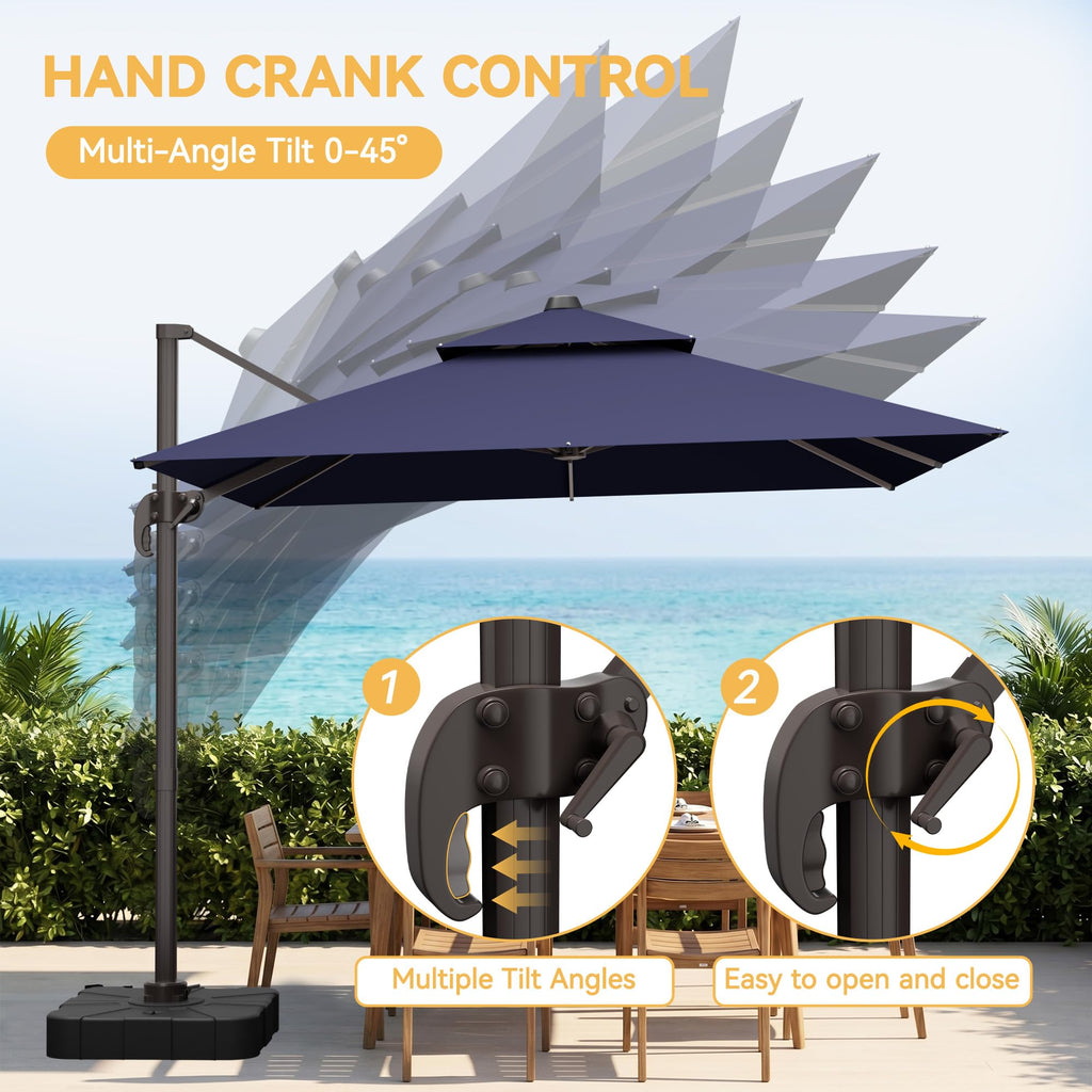 10x13 FT Cantilever Patio Umbrella with Base C353836