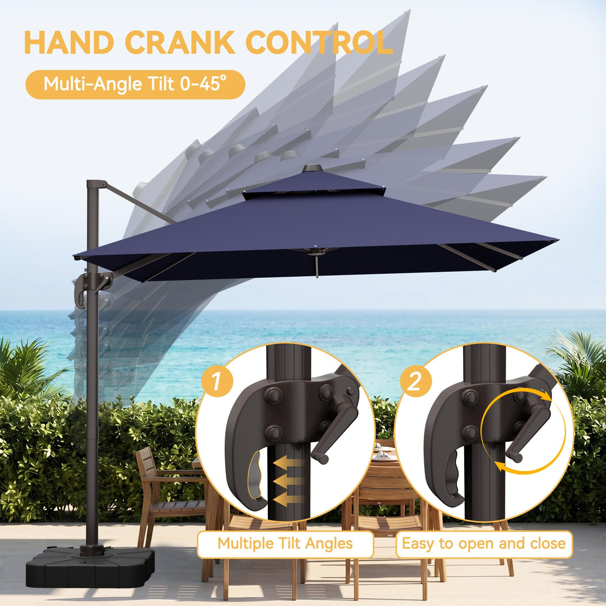 10x13 FT Cantilever Patio Umbrella with Base C353836