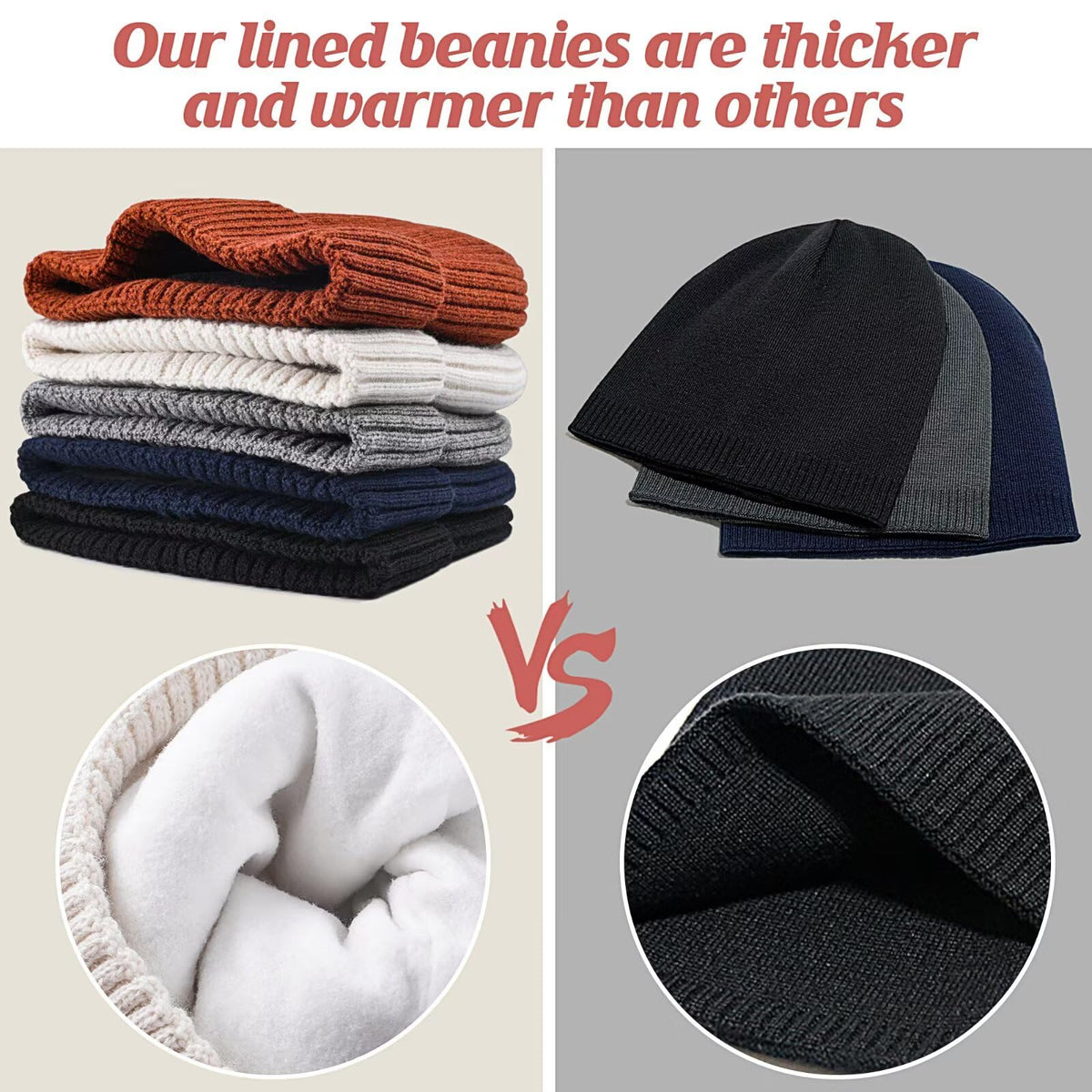 Merino Wool Knit Beanie Hat R977