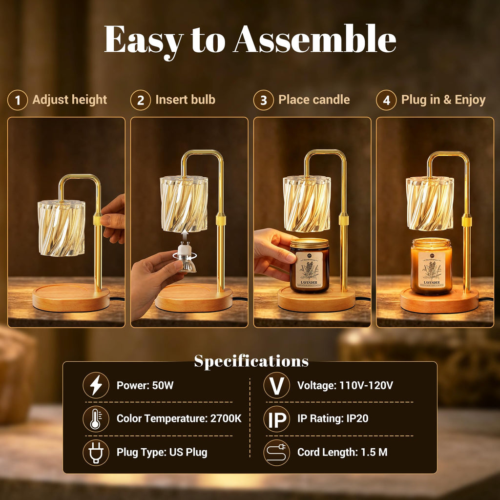 Candle Warmer Lamp Set with Scented Jar Candle & Timer Q472