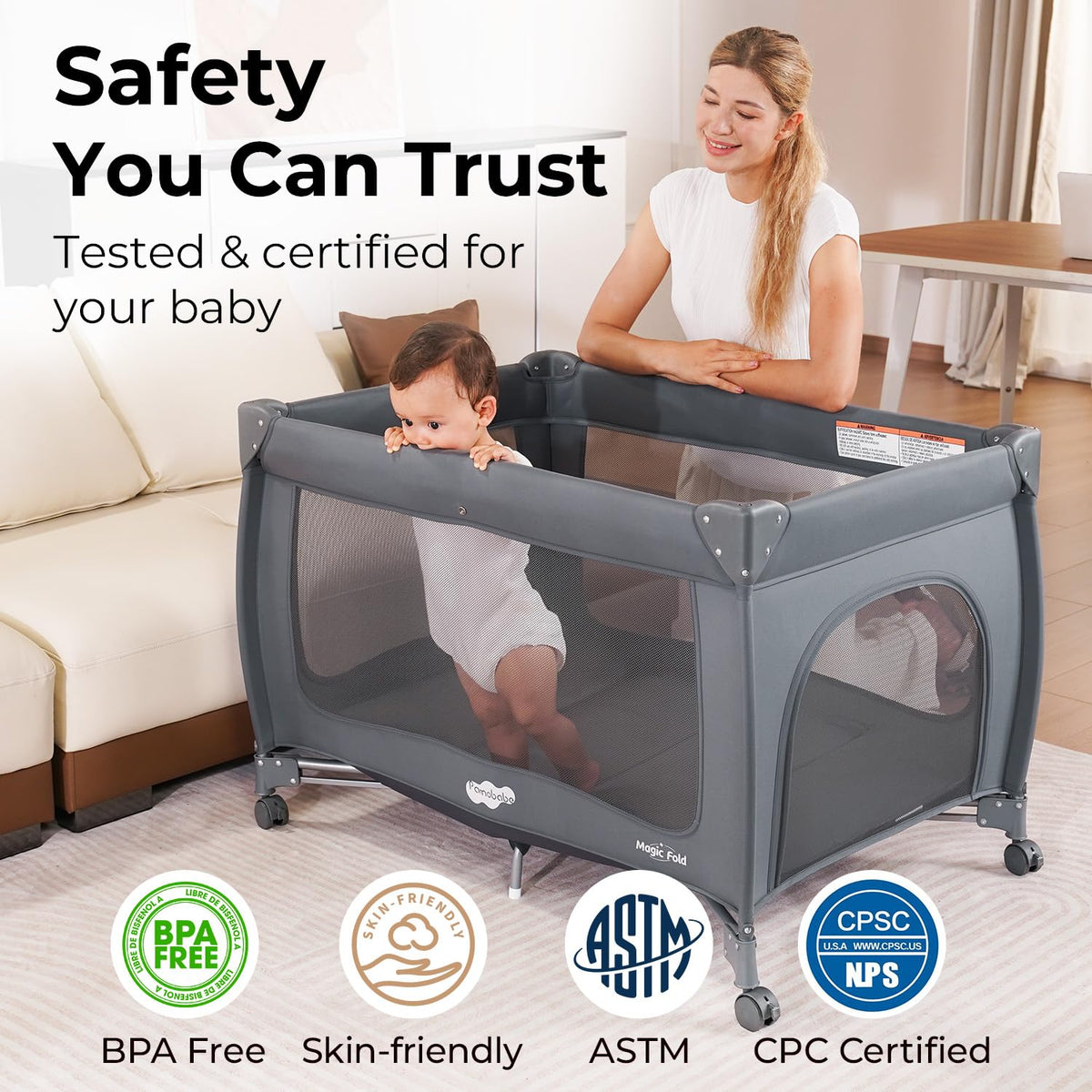 Portable Baby Playpen with Bassinet O79463