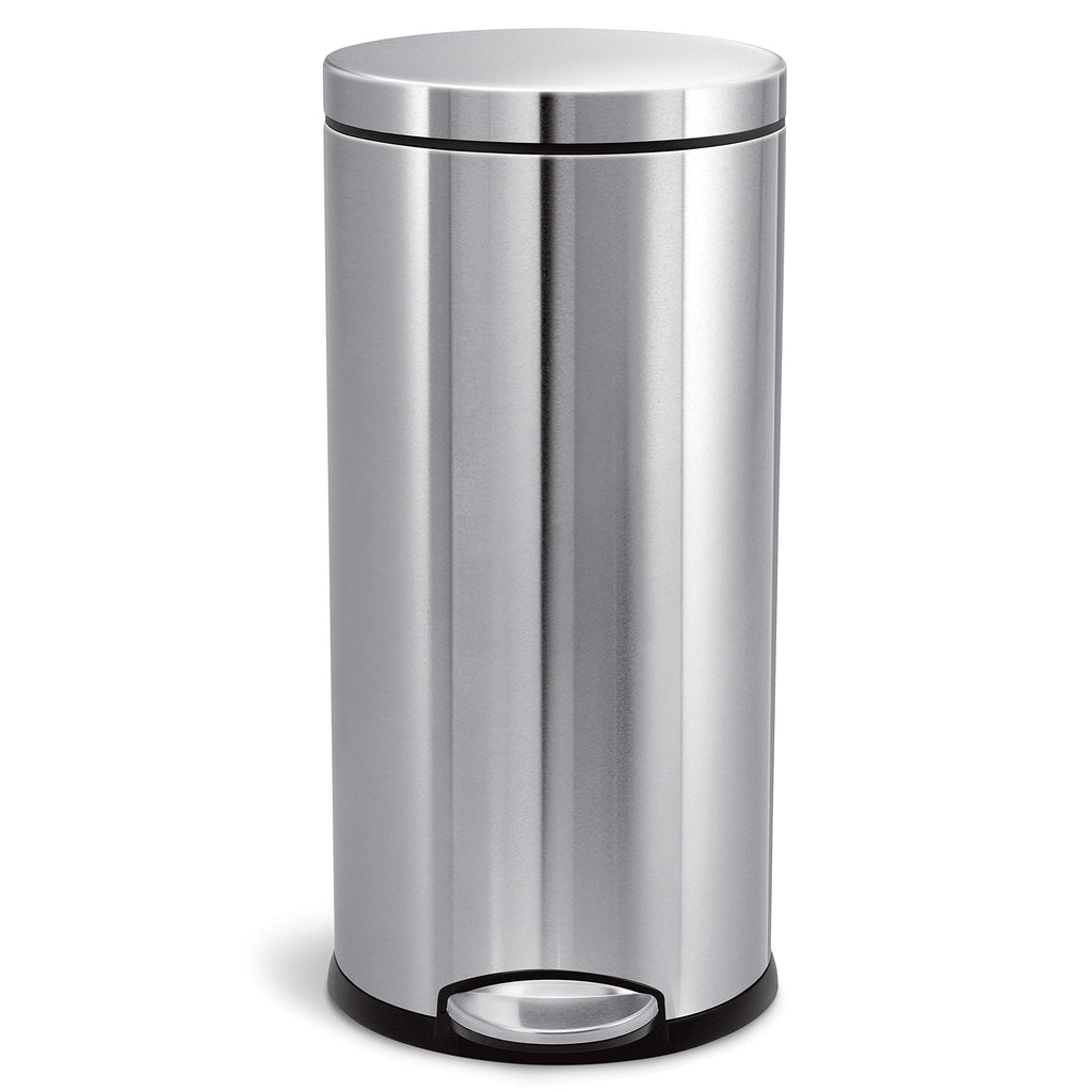 30L Brushed Stainless Steel Round Step Trash Can N43987