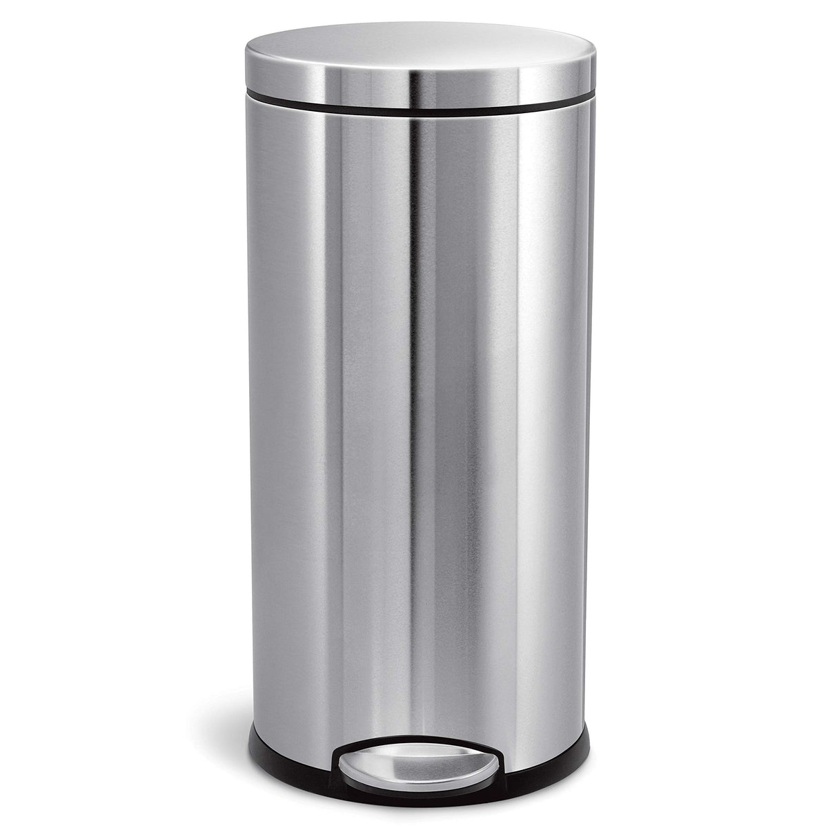 30L Brushed Stainless Steel Round Step Trash Can N43987