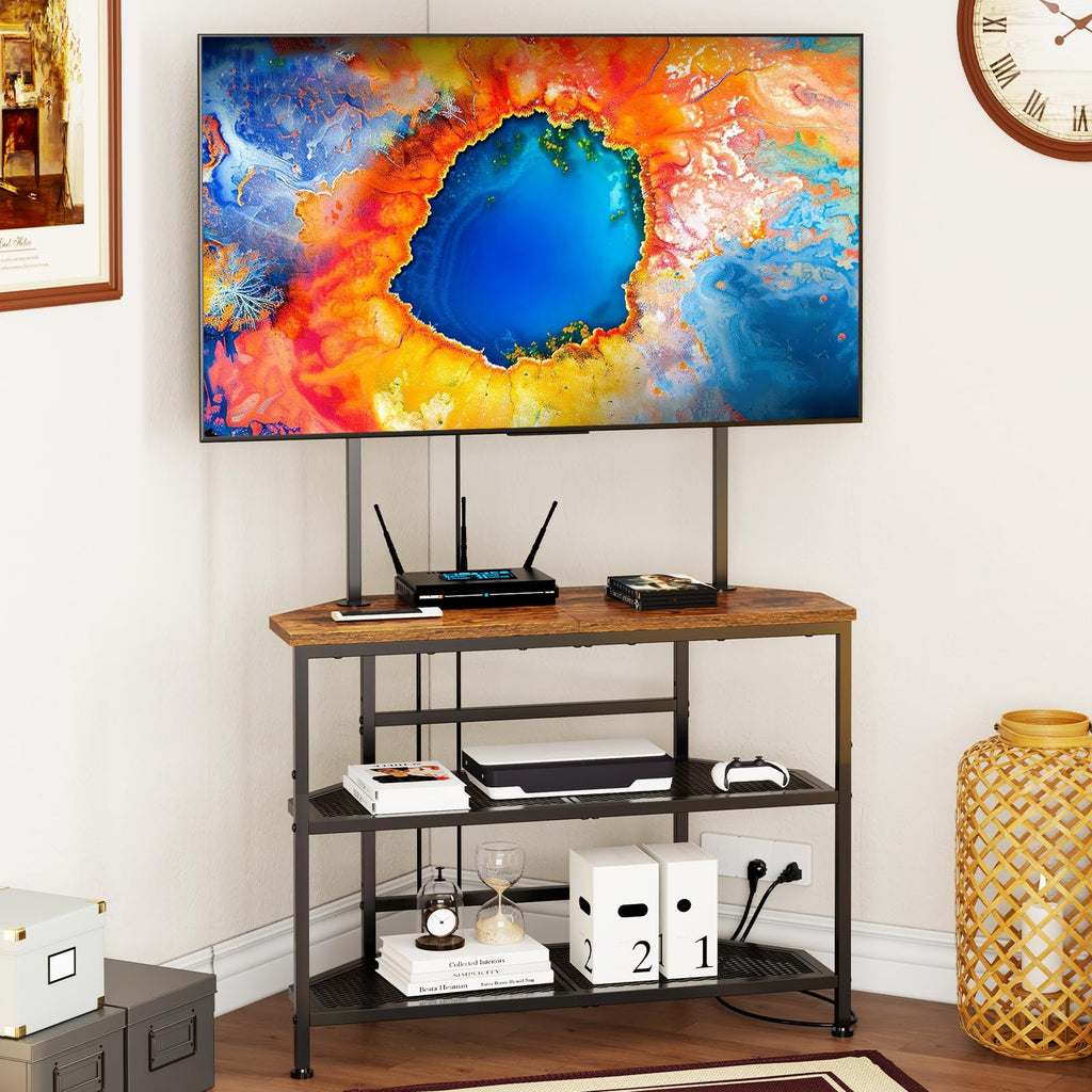 23" to 60" Corner TV Stand with Mount and Storage Shelves C9782