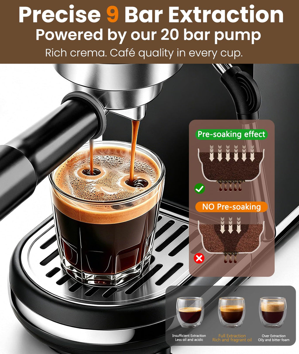 20 Bar Espresso Coffee Machine with Milk Frother C983