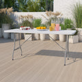6-Foot Granite White Plastic Folding Table W354