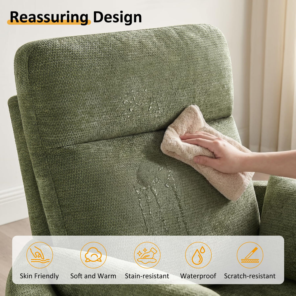 Oversized 360° Swivel Glider Recliner Chair with 2 Pillows and Footrest L32995
