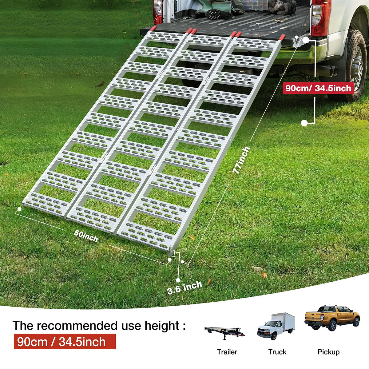 Aluminum Tri-Folding Truck Ramps 1600Lbs Max P646601