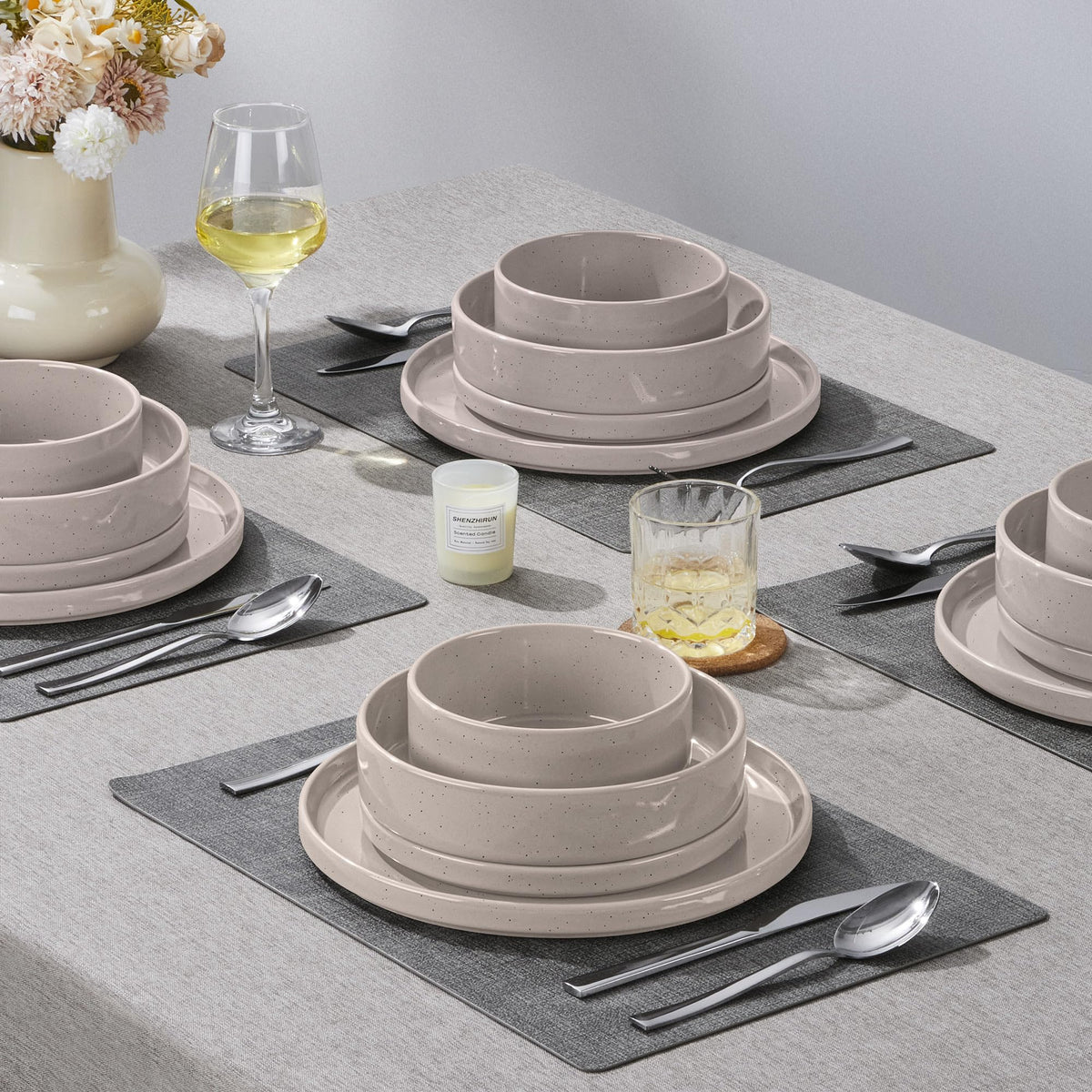 Set of 4 35oz Stoneware Pasta Bowls S871308